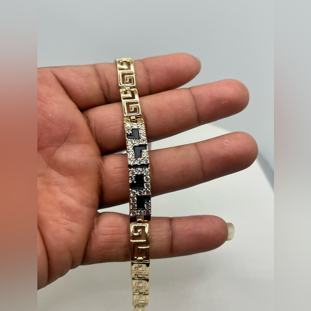 Gold filled Gold and Black Geometric Bracelet
